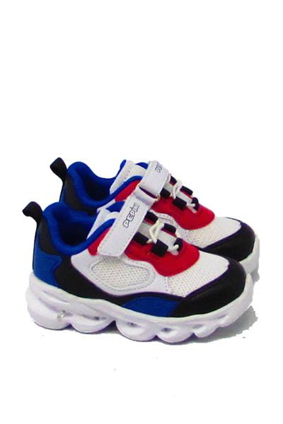 Pepino Unisex Çocuk Işıklı Spor Ayakkabı Beyaz Siyah P-1253