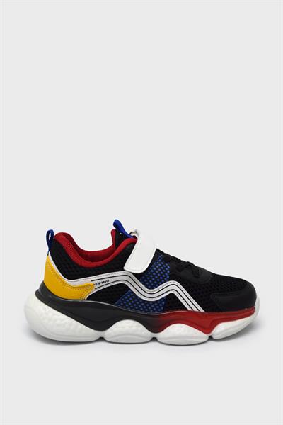 Pepino Unisex Çocuk Yazlık Cırtlı Spor Ayakkabı Siyah Kırmızı P-1651