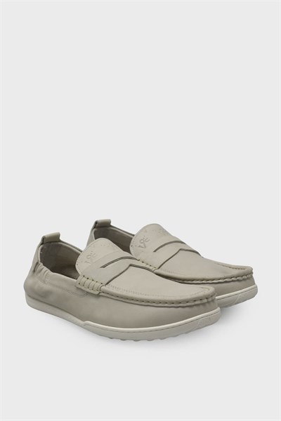 Pepita Erkek Loafer Deri Ayakkabı Ekru SRLR-M420