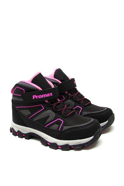 Promax Kız Çocuk Cırtlı Spor Bot Siyah Fuşya PRMX-1726