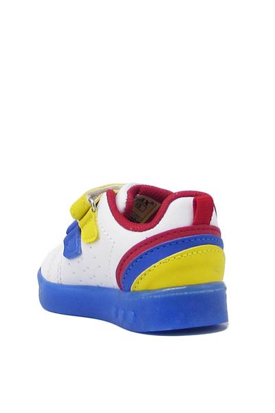 Promax Unisex Çocuk Cırtlı Işıklı Spor Ayakkabı Beyaz Mavi PRMX1739