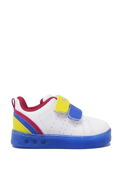 Promax Unisex Çocuk Cırtlı Işıklı Spor Ayakkabı Beyaz Mavi PRMX1739