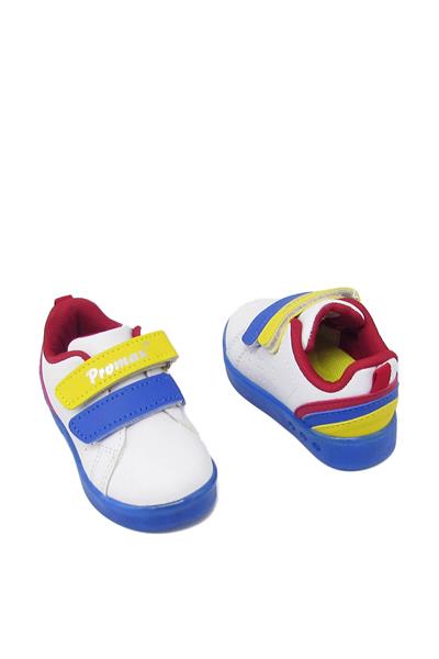 Promax Unisex Çocuk Cırtlı Işıklı Spor Ayakkabı Beyaz Mavi PRMX1739
