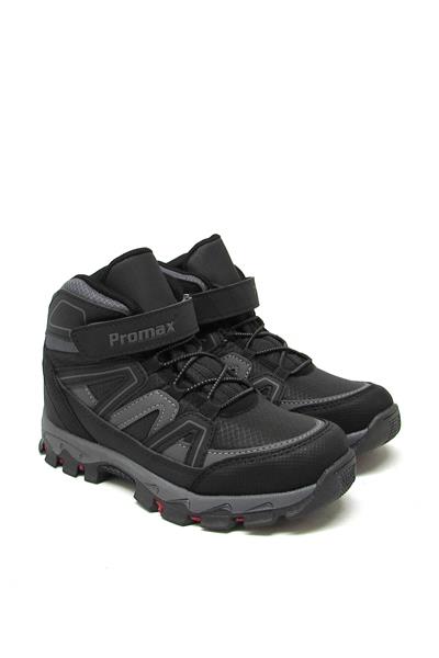 Promax Unisex Çocuk Cırtlı Spor Bot Siyah Gri PRMX-1726
