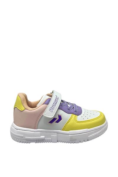 Promax Unisex Çocuk Cırtlıı Spor Ayakkabı Beyaz Sarı PRMX1766