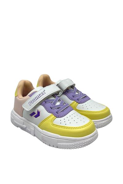 Promax Unisex Çocuk Cırtlıı Spor Ayakkabı Beyaz Sarı PRMX1766