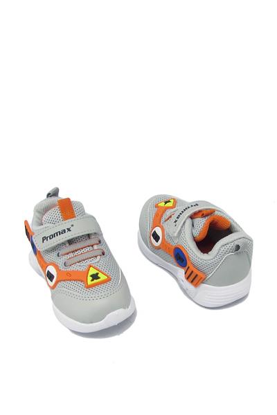 Promax Unisex Çocuk Işıklı Cırtlı Spor Ayakkabı Gri PRMX1772