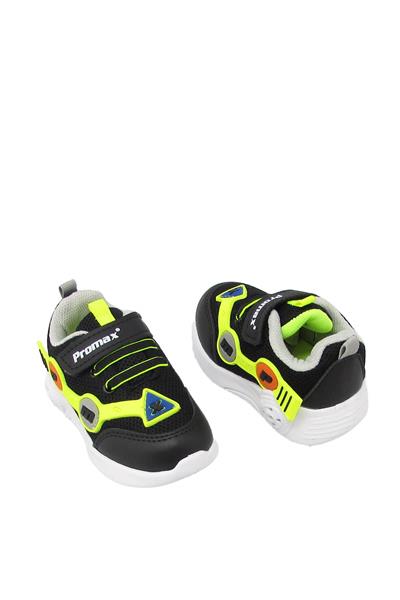 Promax Unisex Çocuk Işıklı Cırtlı Spor Ayakkabı Siyah PRMX1772