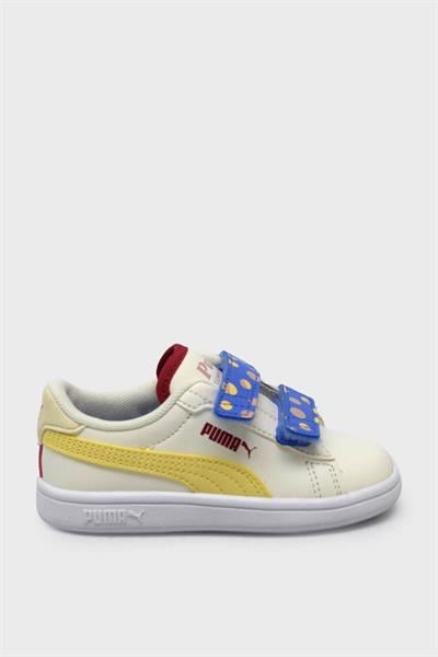Puma Unisex Çocuk Smash 3.0 Summer Camp Beyaz Sarı Kırmızı 395605
