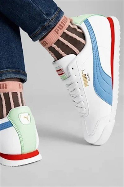 Puma Unisex Roma Basic Spor Ayakkabı Beyaz Mavi Yeşil 369571