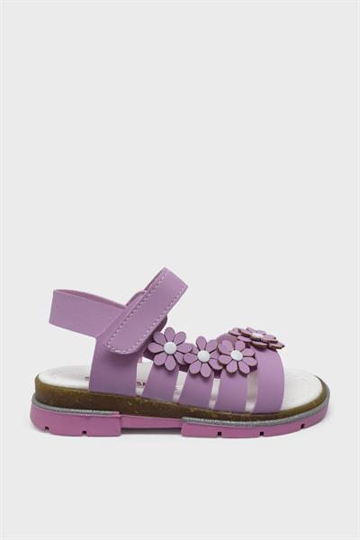 Şirin Kız Çocuk Çiçekli Günlük Sandalet Lila SRN3196