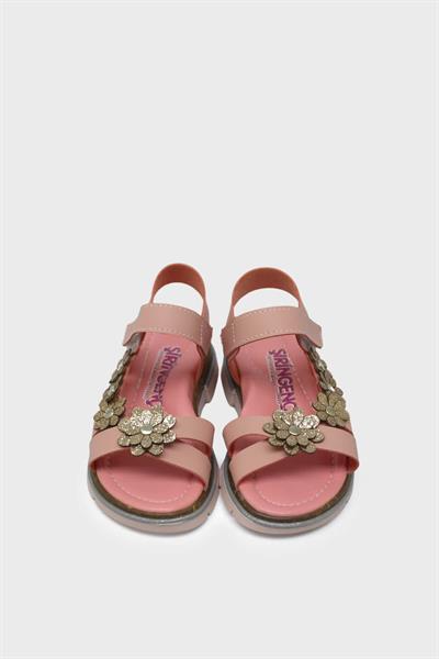 Şirin Kız Çocuk Çiçekli Günlük Sandalet Pudra SRN3196