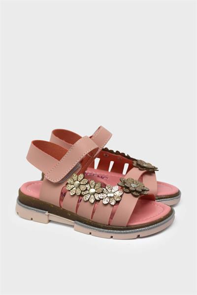 Şirin Kız Çocuk Çiçekli Günlük Sandalet Pudra SRN3196