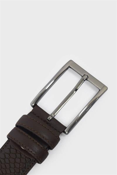 Sosela Erkek Deri Kemer Yılan Desenli Kahve SSL-3,5
