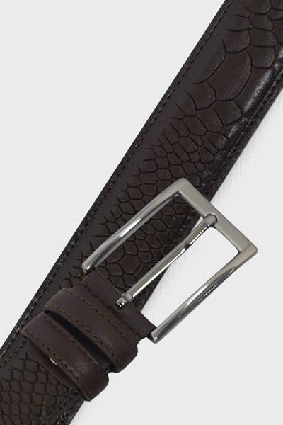 Sosela Erkek Deri Kemer Yılan Desenli Kahve SSL-3,5