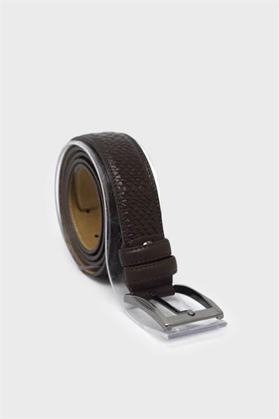 Sosela Erkek Deri Kemer Yılan Desenli Kahve SSL-3,5