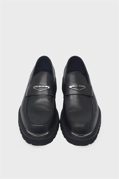 Tamer Tanca Erkek Kemer Detaylı Deri Loafer Siyah TT18328855