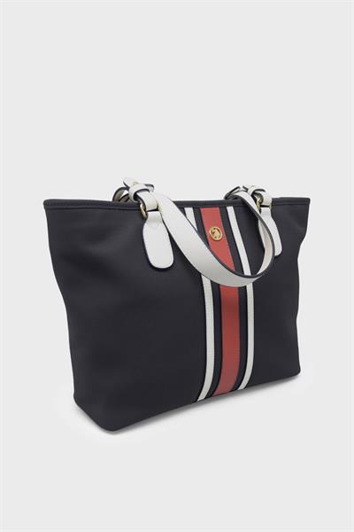 U.S. Polo Assn. Kadın Kol Çantası Lacivert Beyaz US23244