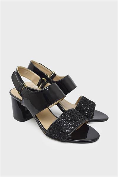 Uğur Kadın Topuklu Sandalet Rugan Siyah ULDG169-04