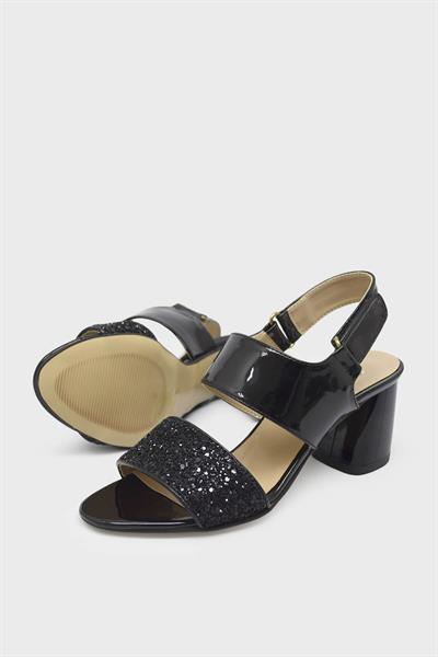 Uğur Kadın Topuklu Sandalet Rugan Siyah ULDG169-04