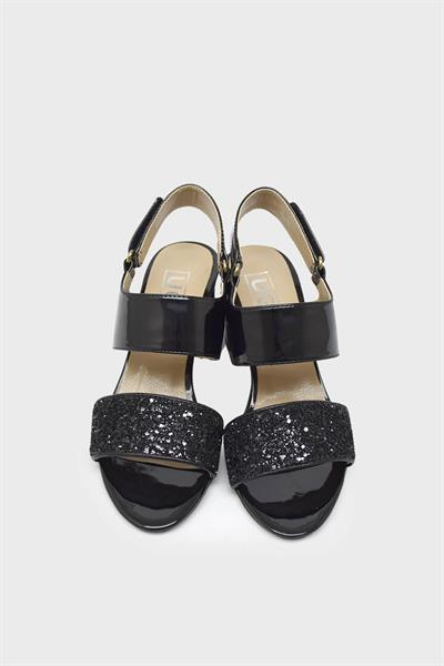 Uğur Kadın Topuklu Sandalet Rugan Siyah ULDG169-04