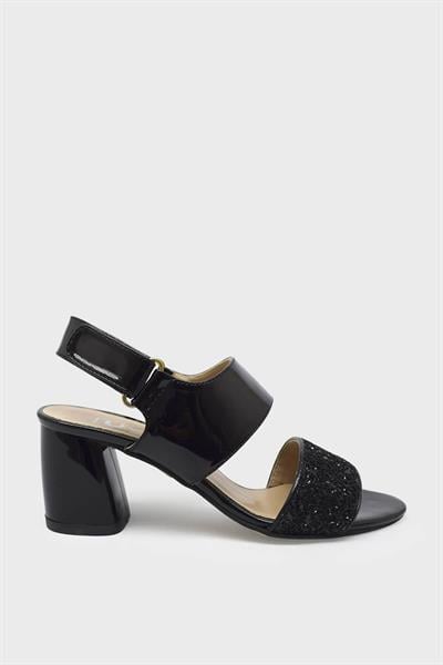 Uğur Kadın Topuklu Sandalet Rugan Siyah ULDG169-04