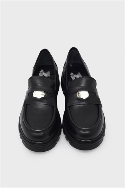 Venüs Kadın Deri Loafer Ayakkabı Siyah VNS24430352K
