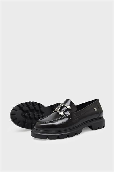 Venüs Kadın Deri Loafer Ayakkabı Siyah Rugan VNS2412906K