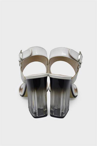 Venüs Kadın Şeffaf Topuklu Deri Sandalet Beyaz VNS2028237Y