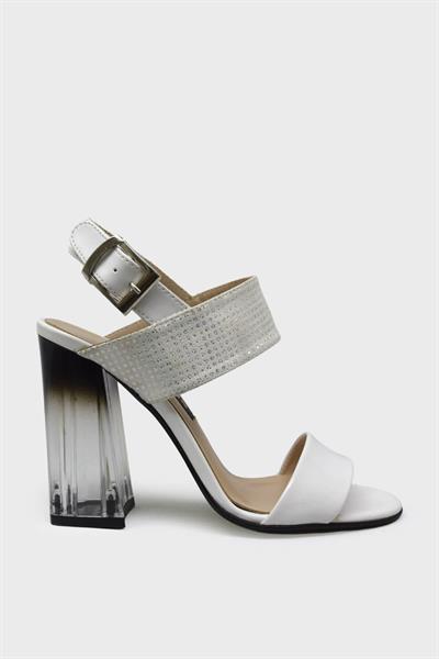Venüs Kadın Şeffaf Topuklu Deri Sandalet Beyaz VNS2028237Y