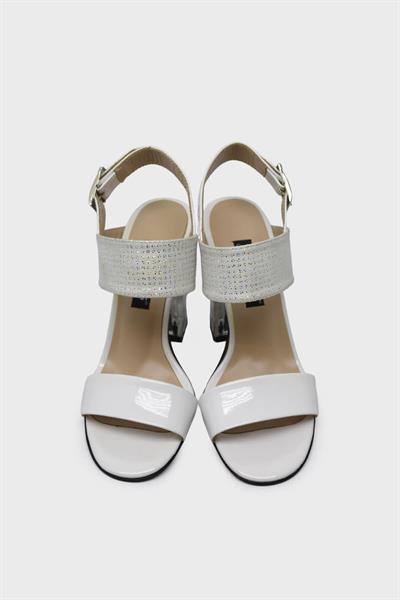 Venüs Kadın Şeffaf Topuklu Deri Sandalet Beyaz VNS2028237Y