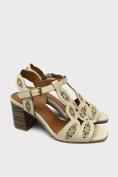 Venüs Kadın Topuklu Deri Sandalet Bej VNS2108503Y