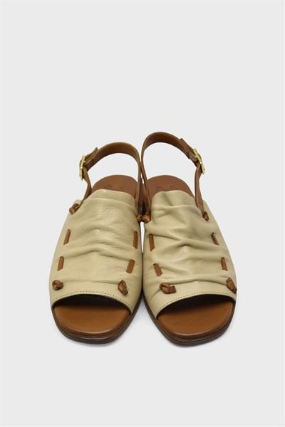 Venüs Kadın Topuklu Deri Sandalet Bej Taba VNS23026021Y