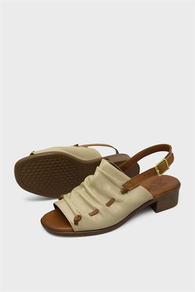 Venüs Kadın Topuklu Deri Sandalet Bej Taba VNS23026021Y