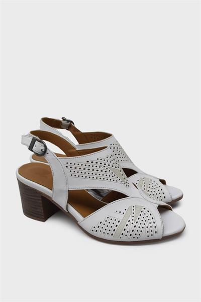 Venüs Kadın Topuklu Deri Sandalet Beyaz VNS1857213Y