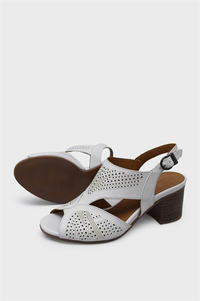 Venüs Kadın Topuklu Deri Sandalet Beyaz VNS1857213Y