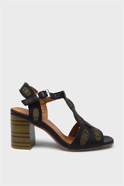 Venüs Kadın Topuklu Deri Sandalet Siyah VNS2108503Y