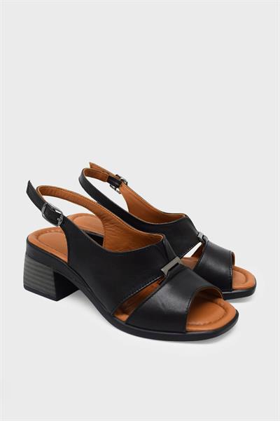 Venüs Kadın Topuklu Deri Sandalet Siyah VNS2311510Y