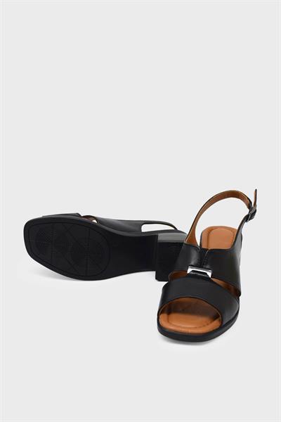 Venüs Kadın Topuklu Deri Sandalet Siyah VNS2311510Y