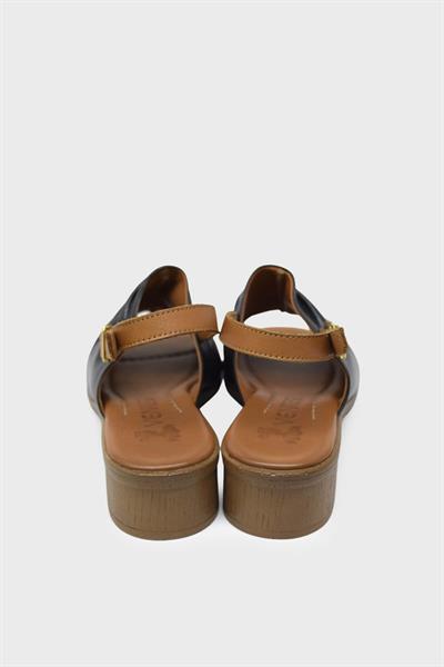 Venüs Kadın Topuklu Deri Sandalet Siyah Taba VNS23026021Y