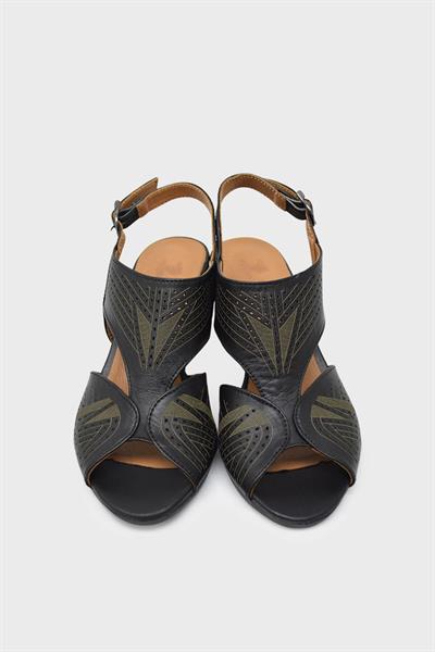 Venüs Kadın Topuklu Deri Sandalet Siyah VNS1857213Y