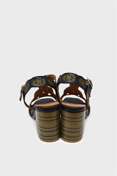 Venüs Kadın Topuklu Deri Sandalet Siyah VNS2108503Y