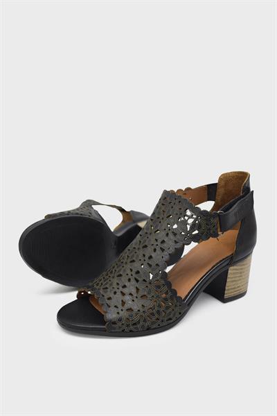 Venüs Kadın Topuklu Deri Sandalet Siyah VNS1857215Y