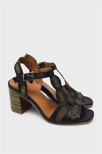 Venüs Kadın Topuklu Deri Sandalet Siyah VNS2108503Y