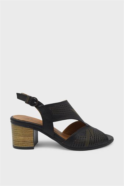 Venüs Kadın Topuklu Deri Sandalet Siyah VNS1857213Y