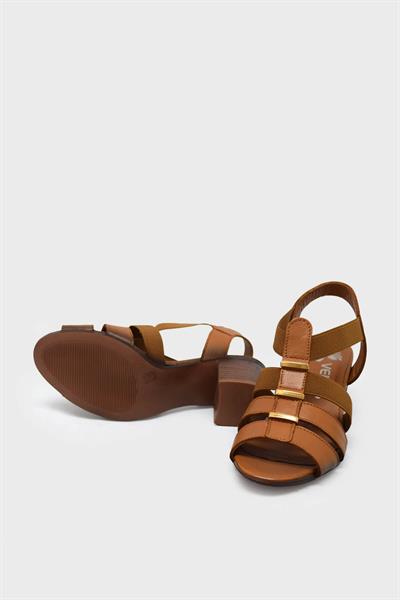 Venüs Kadın Topuklu Deri Sandalet Taba VNS1857227Y