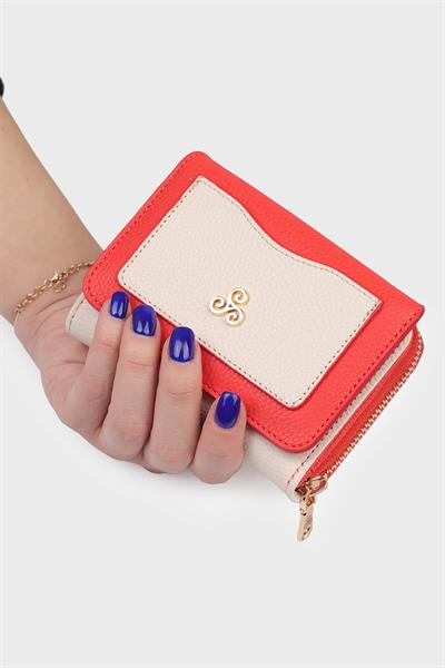 Yasemin Çanta Kadın Cüzdan Bej Turuncu YC0001