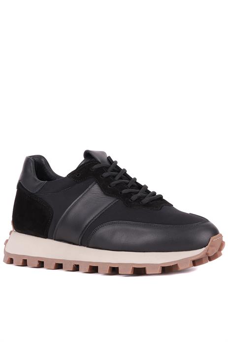 Shoetyle - Siyah Hakiki Deri Bağcıklı Erkek Sneaker 115-801