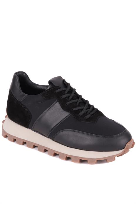 Shoetyle - Siyah Hakiki Deri Bağcıklı Erkek Sneaker 115-801