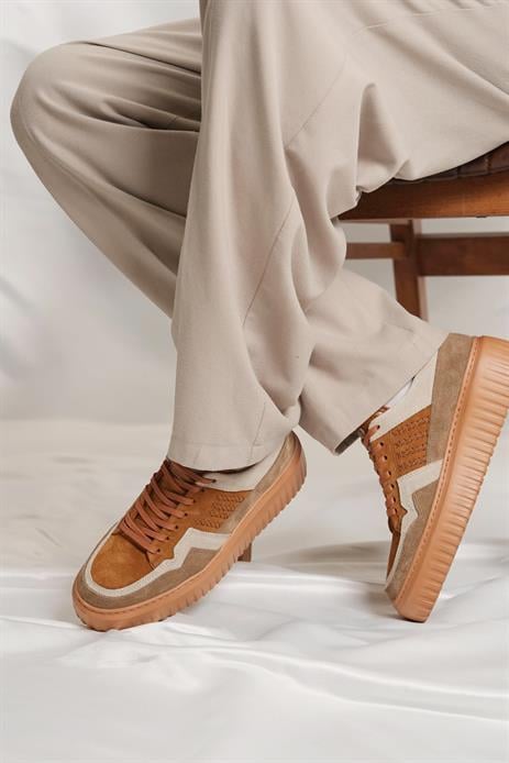 Shoetyle - Taba Hakiki Süet Bağcıklı Erkek Sneaker 115-K502